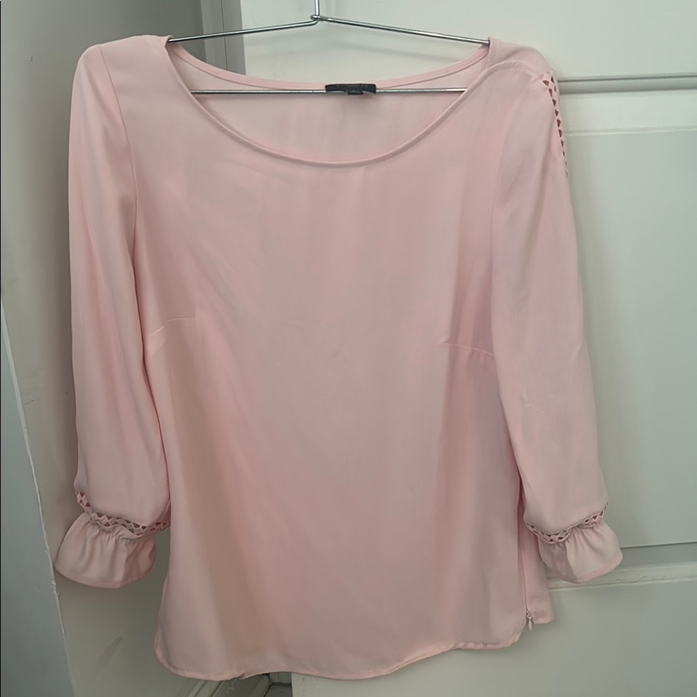 Pink Ruffled 3/4 Sleeve Blouse